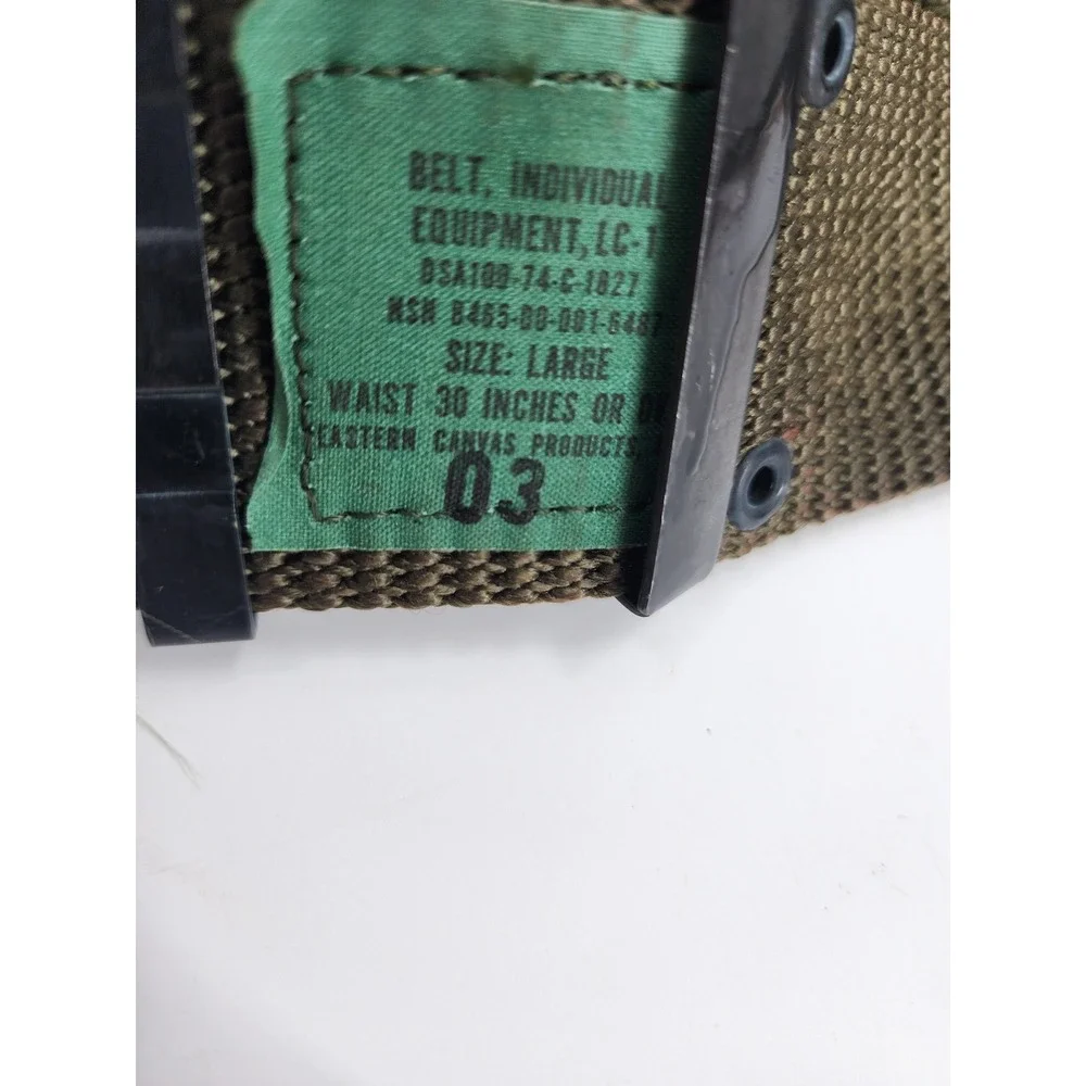 US Military LC-1 Individual Equipment Belt Olive Drab Large Eastern Canvas 1974